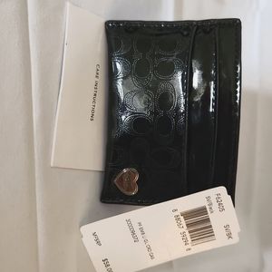 Coach Black card case wallet -- Glossy Embossed